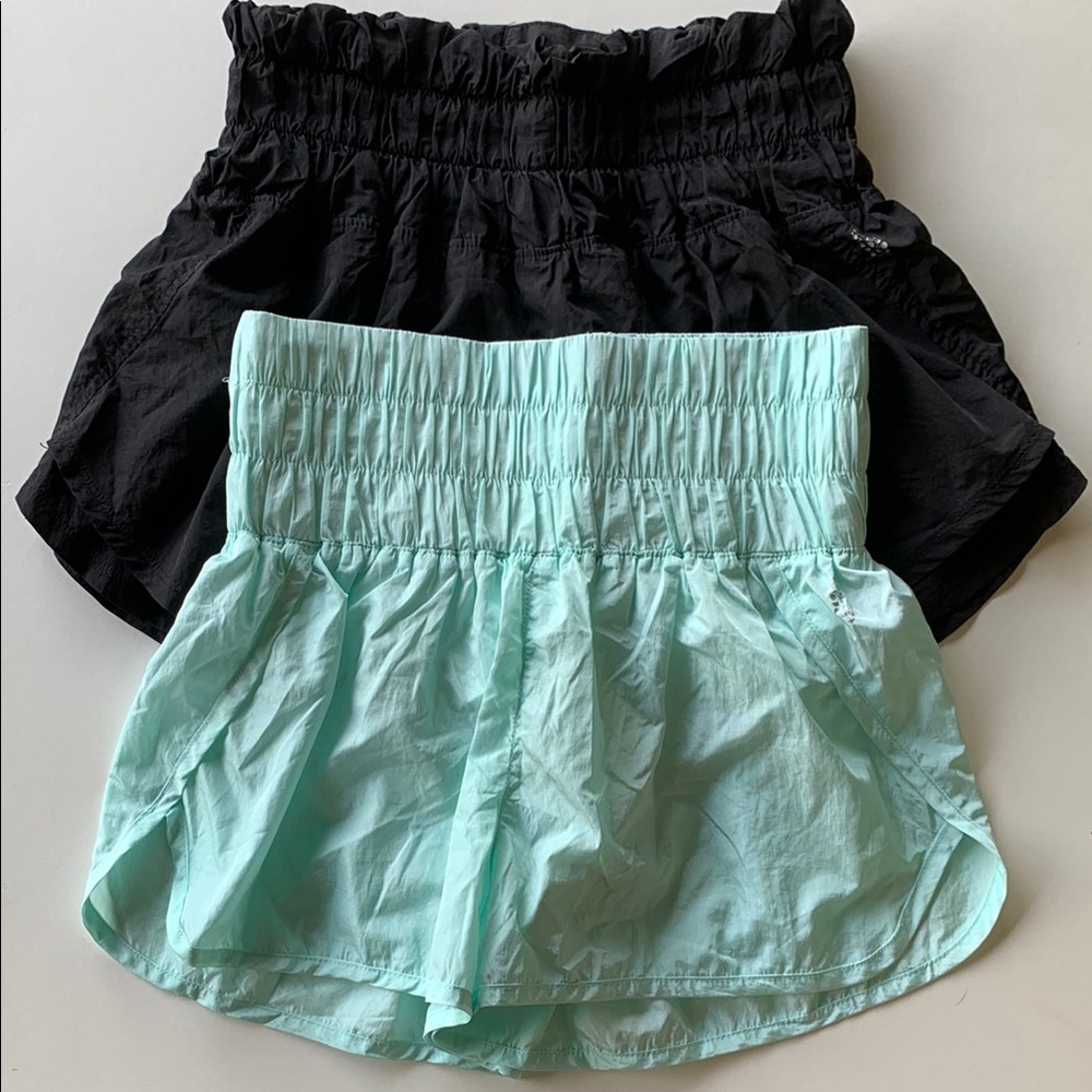 FP Movement by Free People High Waist Shorts - Black and Mint